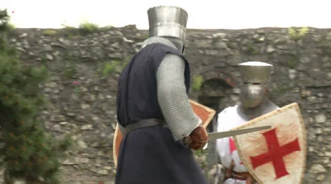 Medieval crusader fighting 01 Stock Footage 24913147