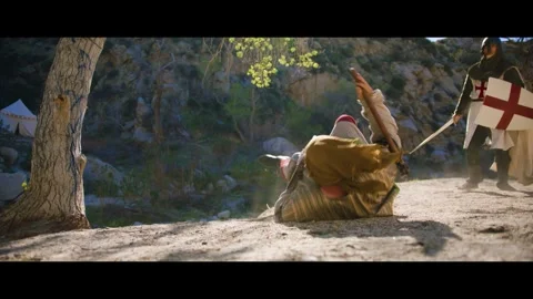 Medieval Crusader Fighting Stock Footage 281966983