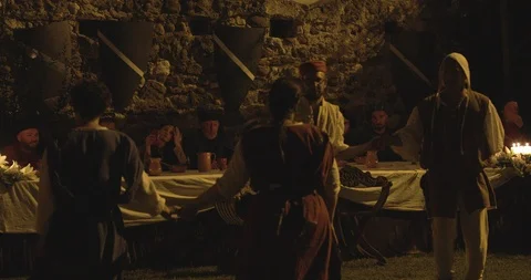 Medieval dinner Stock Footage 116016623