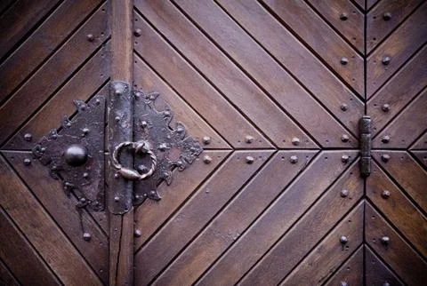 Medieval door knocker, hinge Stock Photos
