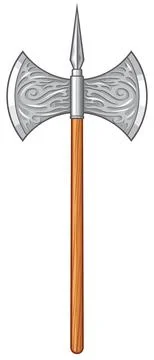 Medieval double edged axe Stock Illustration