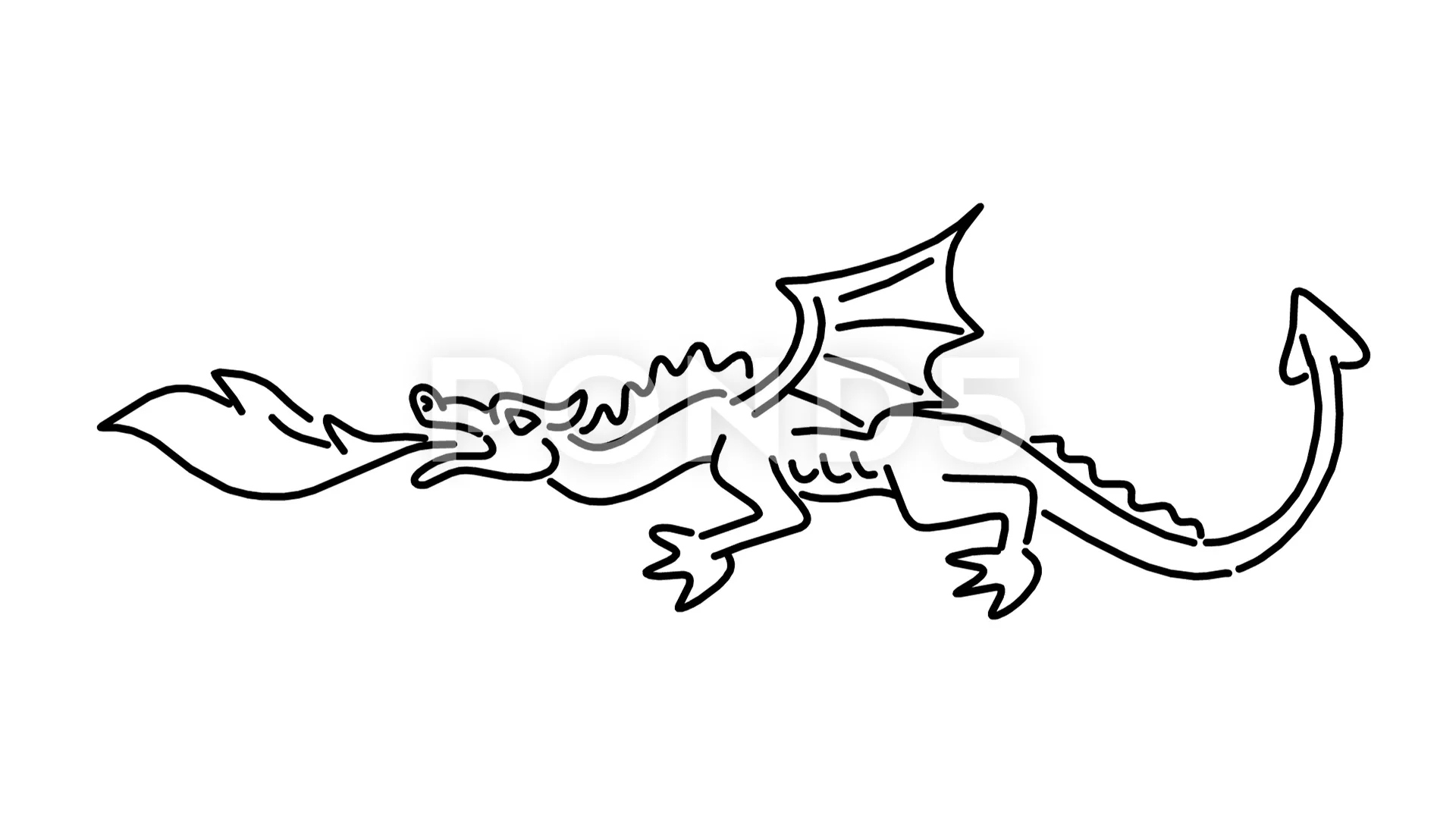 Medieval Dragon Monoline 2D Animation | Stock Video | Pond5