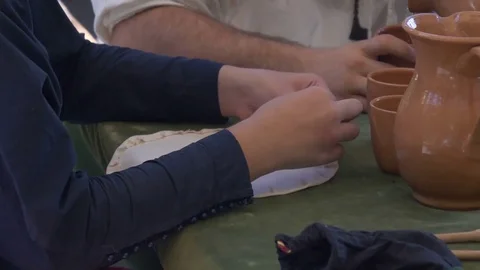 Medieval Dressmaker Close Up Stock Footage 81141578