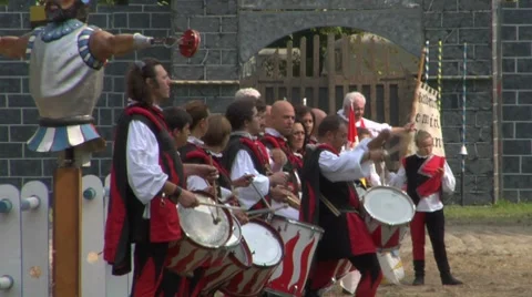 Medieval drummer 23 Stock Footage 8657625