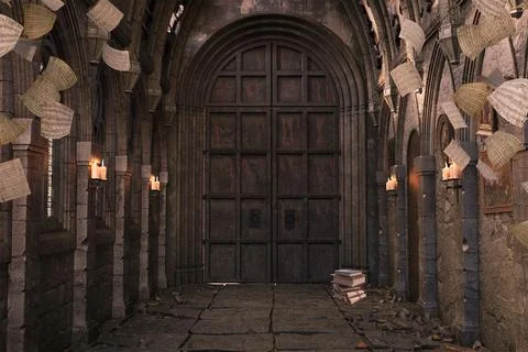 Medieval Dungeon background, 3d render. Stock Illustration