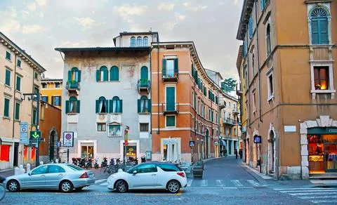 The medieval edifices in Largo Guido Gonella, Verona, Italy Stock Photos