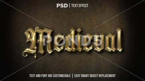Medieval editable text effect PSD photoshop format Modello PSD
