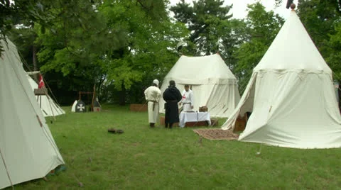 Medieval encampment 11 e Stock Footage 24898599