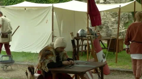 Medieval encampment 14 e Stock Footage 24898898