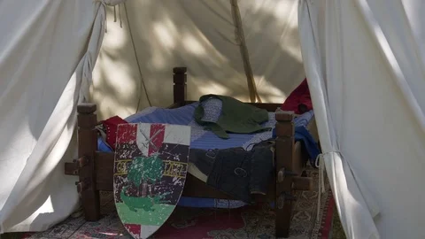 Medieval Encampment Bed Stock Footage 81141606