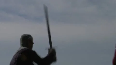 Medieval fighting slow motion 01 Stock Footage 11021545