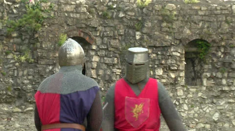 Medieval fighting slow motion red blu 01 Stock Footage 24920700