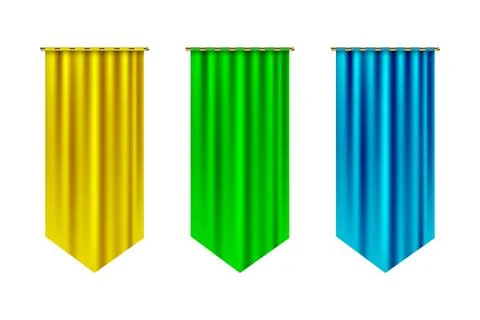 Medieval flag set, knight old banner, battle royal pennant kit Stock Illustration