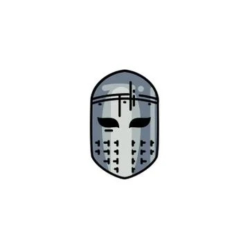 Medieval flat line helmet icon Stock Illustration