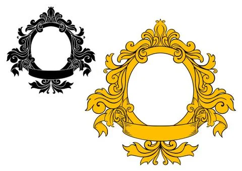 Medieval floral frame Illustrazione stock