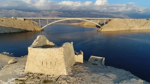 Medieval fortification  aerial view panoramic Video stock 123045784