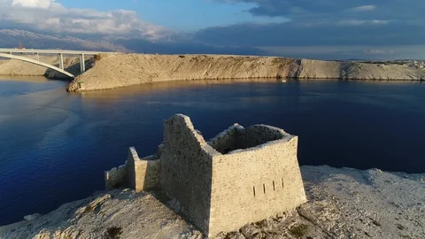 Medieval fortification  aerial view panoramic Video stock 123046057