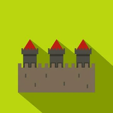 Medieval fortification icon, flat style Ilustración de archivo