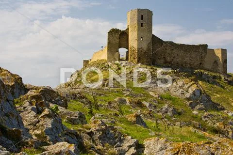 Medieval Fortress Located In Dobrogea East Of Romania Cloudy Weather Medium Stock Photos