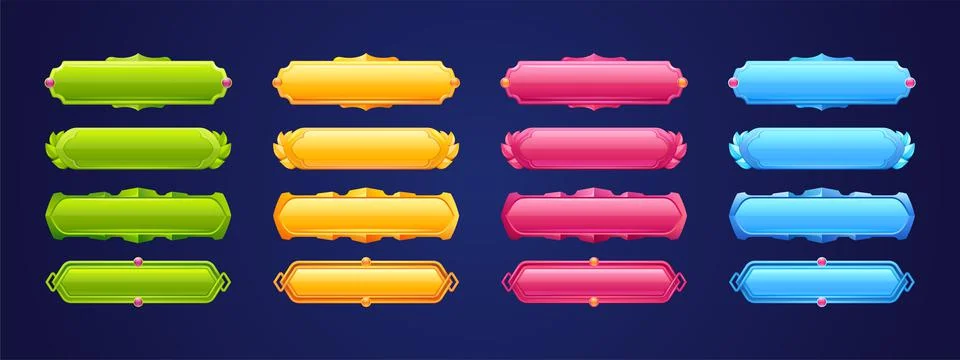 Medieval game buttons user interface menu elements Stock Illustration