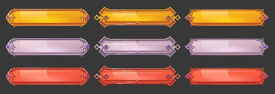 Medieval game menu frames, ui elements, buttons Stock Illustration