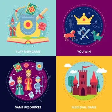 Medieval Game Set Illustrazione stock