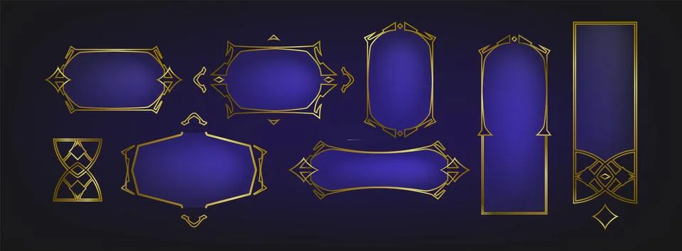 Medieval game ui frames set isolated on background Stock Illustration