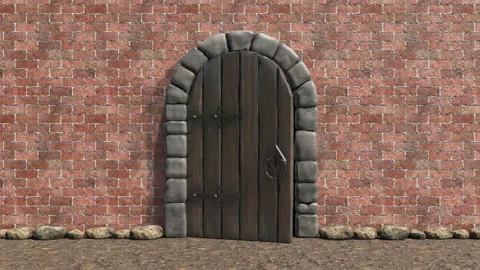 Medieval Gate On Alpha Channel Stock Footage 168766004
