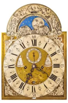 Medieval german clock isolated on white Foto stock
