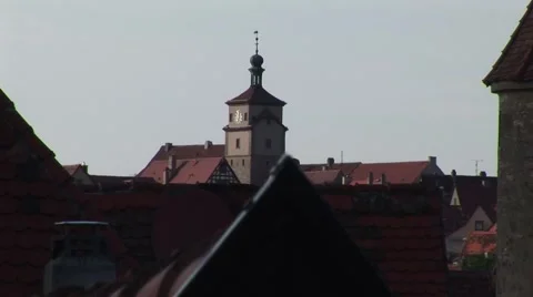 Medieval German Rooftops with Town Hall Tower Stockbeeldmateriaal 1023708