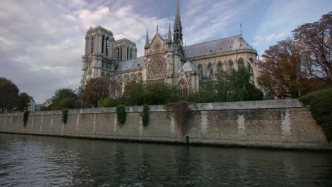 Medieval Gothic Architecture Notre Dame de Paris Cathedral Ile de la Cite Video stock 337513500