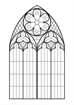Medieval Gothic contour window Medieval Gothic contour window Stock Illustration