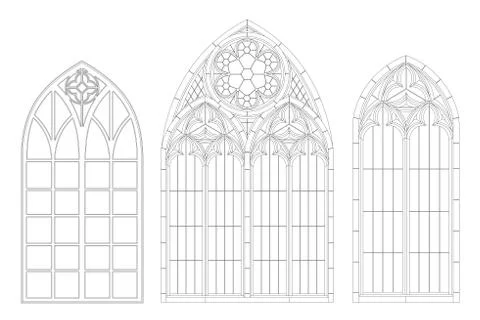 Medieval Gothic contour window Medieval Gothic contour window Stock Illustration