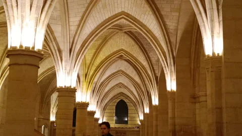 The medieval gothic interior of The Conciergerie on The İle de La Cite in Paris 스톡 동영상 341962241