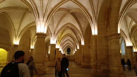 The medieval gothic interior of The Conciergerie on The İle de La Cite in Paris Stock-Footage 341967151