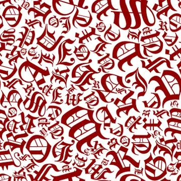 Medieval gothic letters seamless pattern Stock Illustration