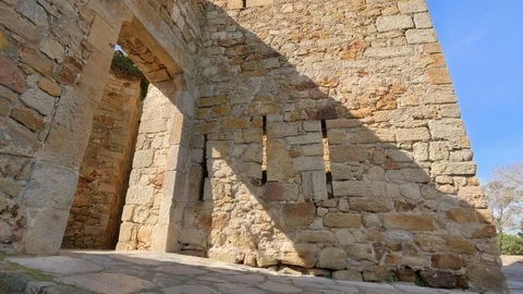 Medieval Gothic Stone Town Steady Cam Low Point of View Stock Footage 80555103