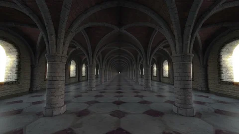 Medieval Hall - Infinite Walk Stock Footage 100549414