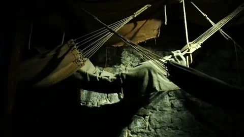 Medieval hammocks Stock Footage 83239330