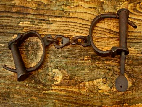 Medieval handcuffs Stock Photos
