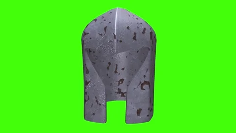 Medieval helmet 3d object isolated on green screen Stock Footage 179170836