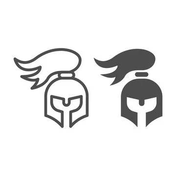 Medieval helmet line and solid icon, fairytale concept, Armor sign on white Stock Illustration