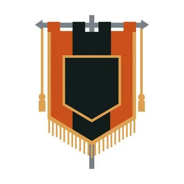 Medieval Heraldic Banner with Shield and Fringe Stock Illustration