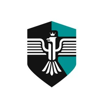 Medieval heraldic crest shield emblem powerful bird coat of arms logo Stock Illustration