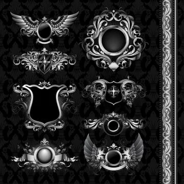 Medieval heraldic  shields Stock Illustration