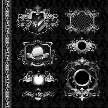 Medieval heraldry shields Stock Illustration