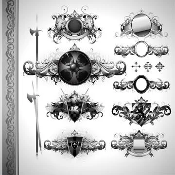 Medieval heraldry shields Stock-Illustration