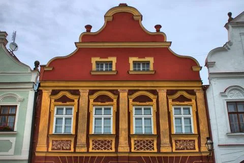 Medieval house in Telc Stock Photos