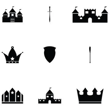 Medieval icon set Stock Illustration