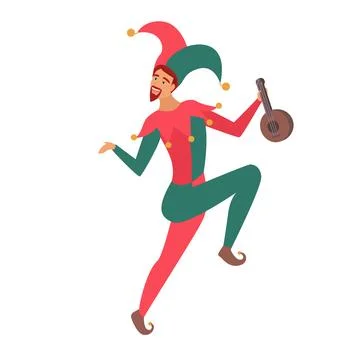 Medieval jester dancing Stock Illustration